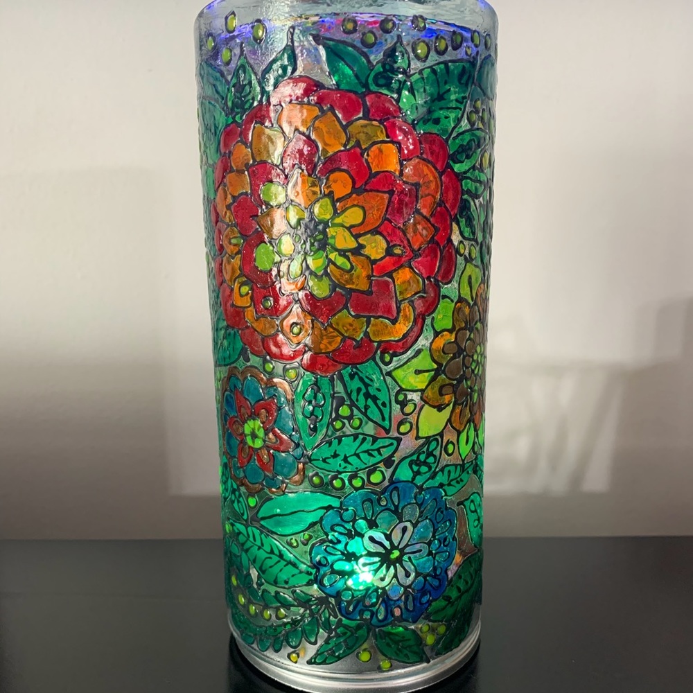 Hand Painted Glass Vase